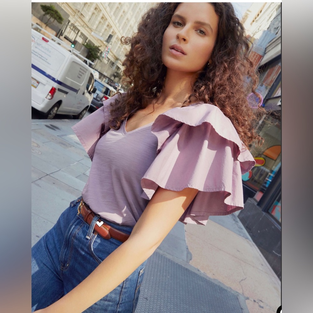 Nation ruffled sleeves shirt